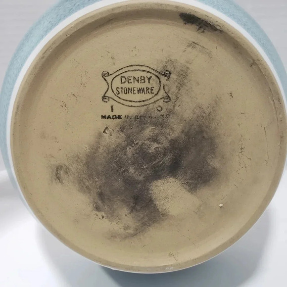 VTG Denby Stoneware Pitcher with  Lid Spring Leaf Design Teal/White. - Picture 9 of 9